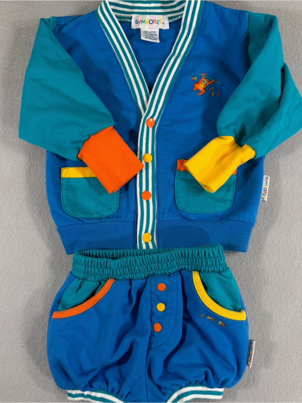 Vintage Gymboree rainbow tag Newborn Color block 2 pc Fall 90’s